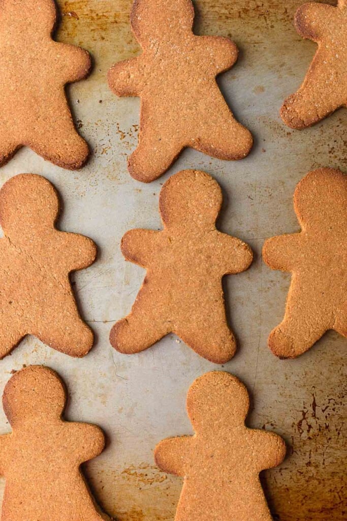 paleo gingerbread cookies on a baking sheet