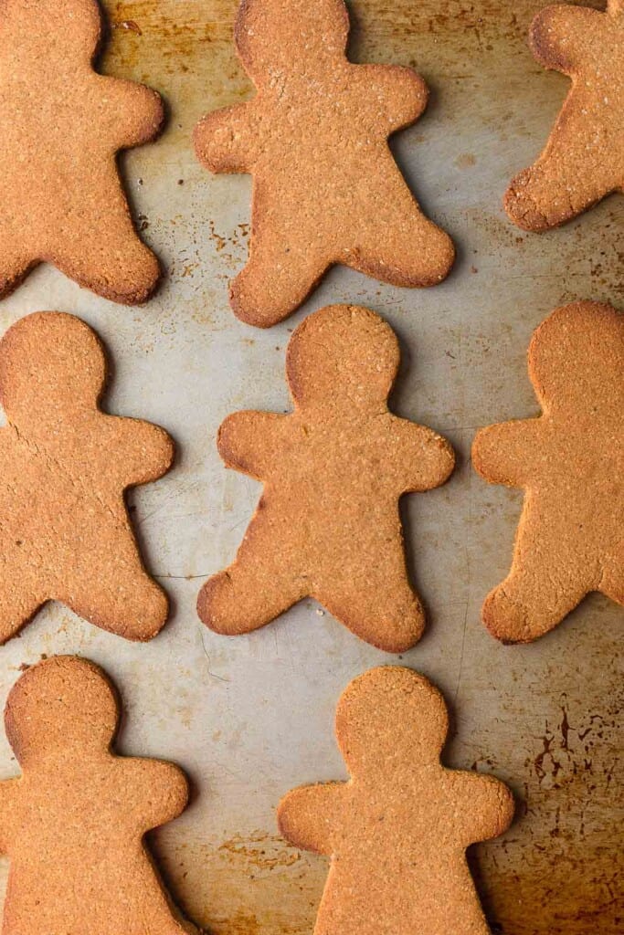 paleo gingerbread cookies on a baking sheet