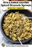 sauteed brussels sprouts with garlic and feta pinterest image