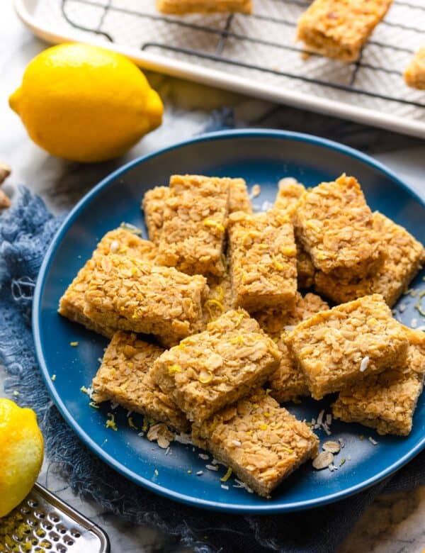 Lemon Ginger Flapjacks on a plate