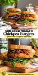 Sun Dried Tomato Chickpea Burgers pinterest marketing image