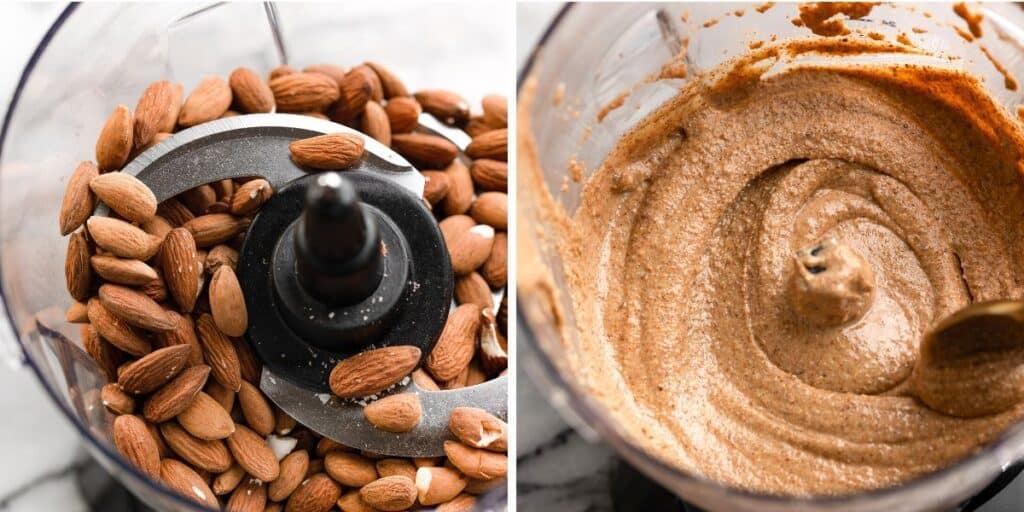 whole almonds in a blender and then blended almonds turned into almond butter