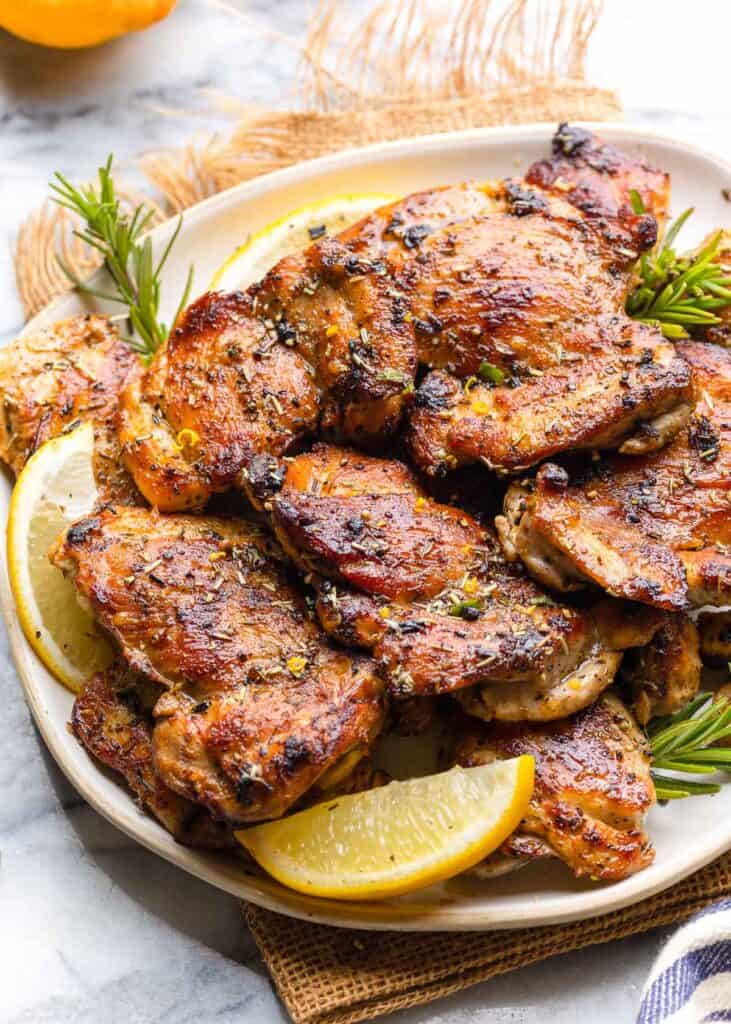 Simple ingredients and classic Greek flavors make for a mouthwateringly delicious marinade you can whip up in no time! Made with bright and zesty lemon, punchy garlic and a few herbs and spices. You'll love this easy Greek Marinated Chicken recipe! 