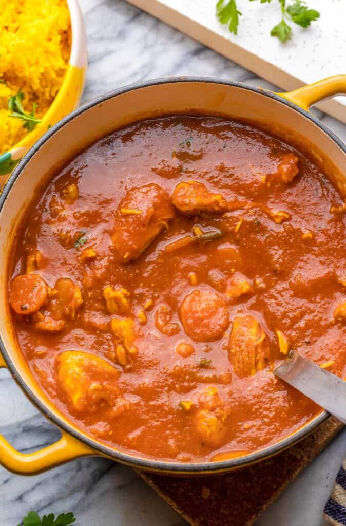 Moroccan Chicken Stew in a big pot 