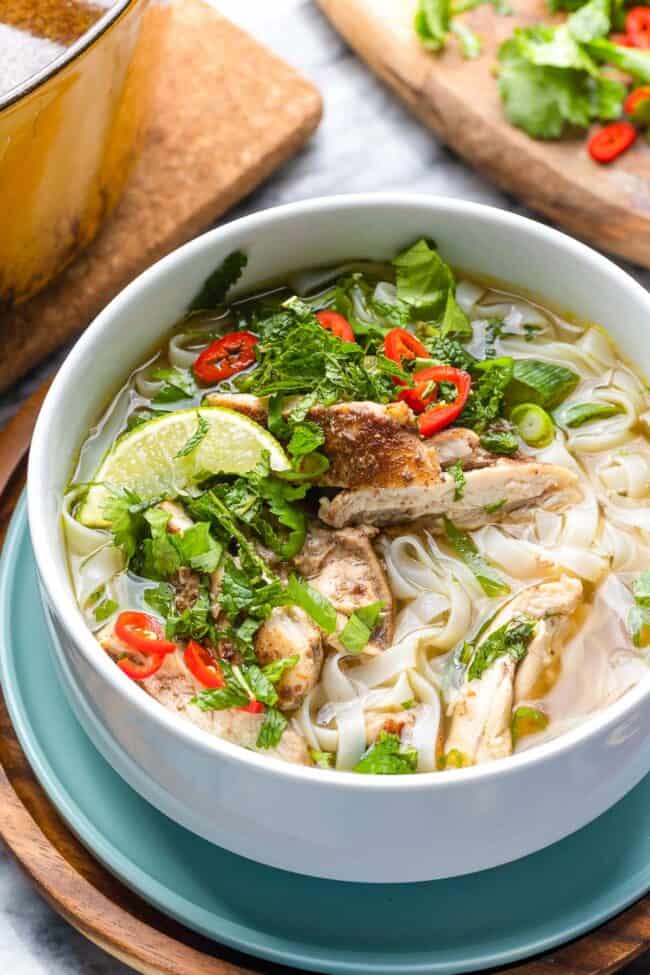 Five Spice Chicken Noodle Soup - Easy Pho Recipe - A Saucy Kitchen