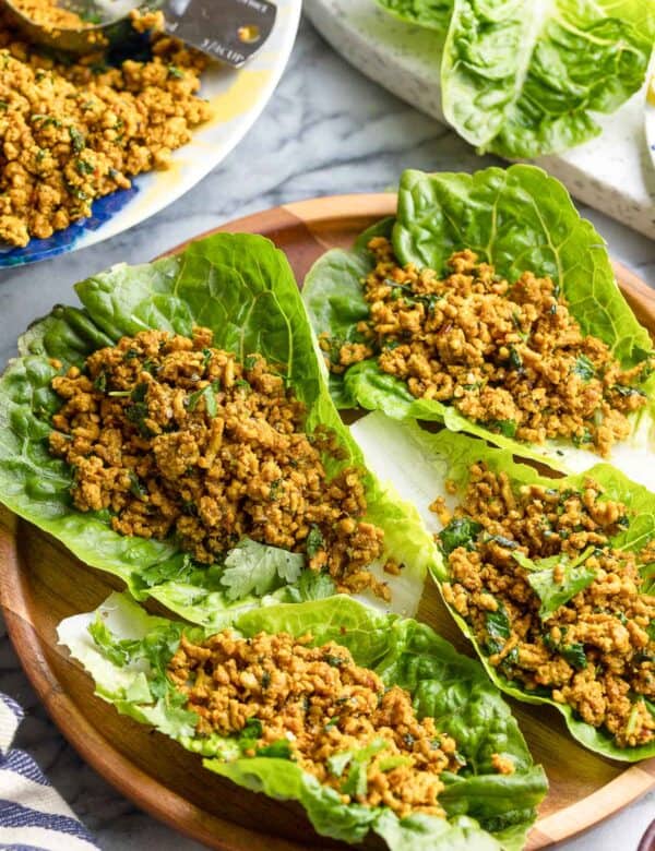 pork lettuce wraps on a plate