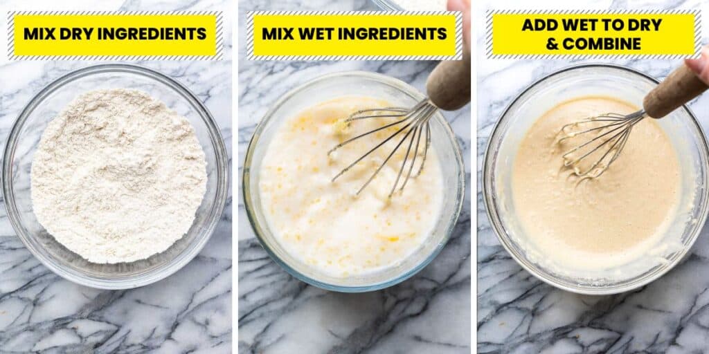 millet pancakes batter preparation collage