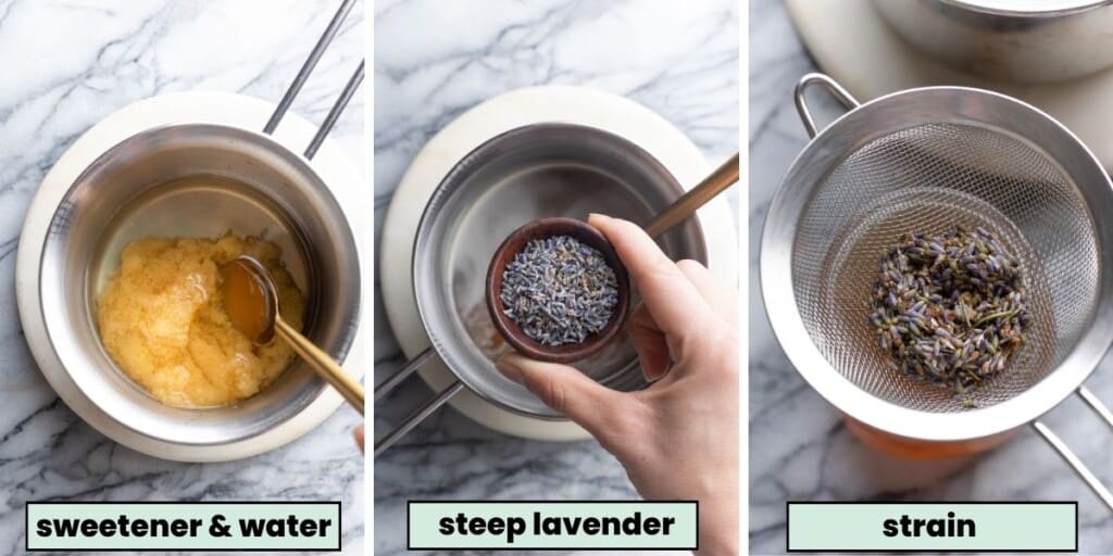 lavender simple syrup collage