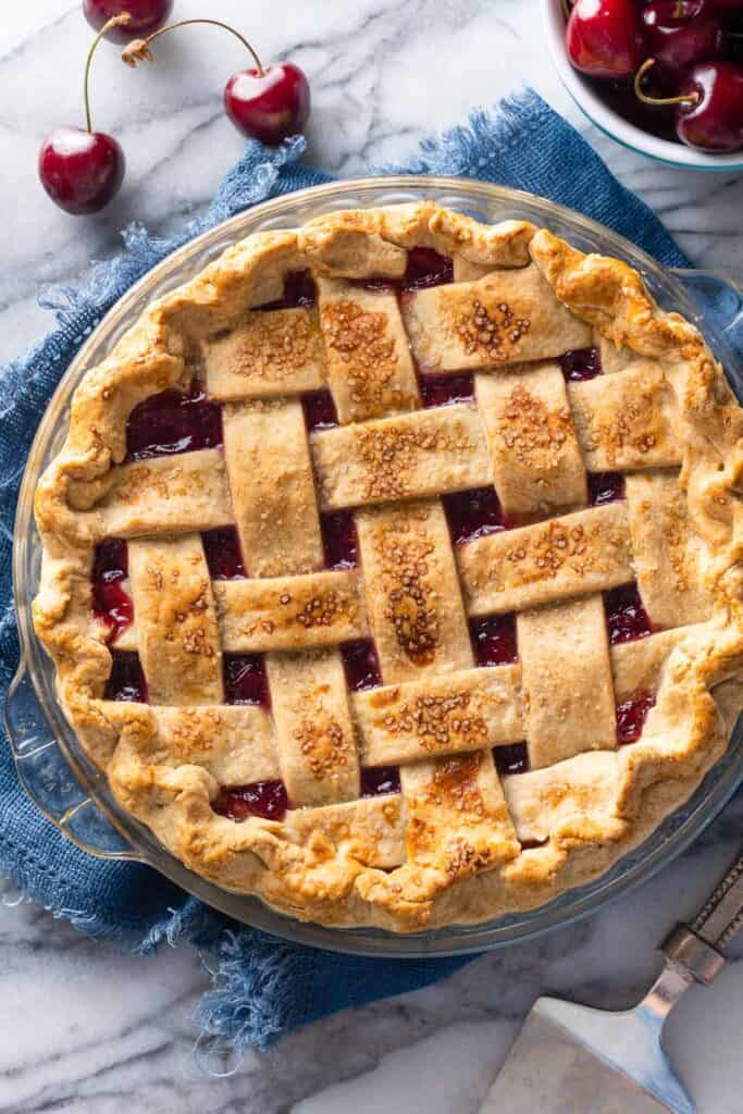 Gluten Free Cherry Pie with a lattice topped crust