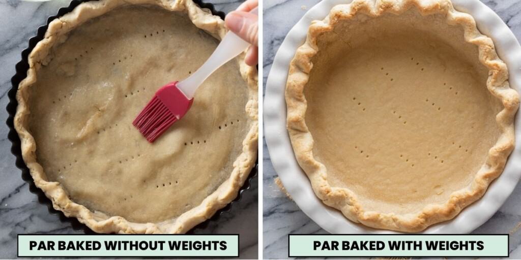 par baking comparison with and without pie weights