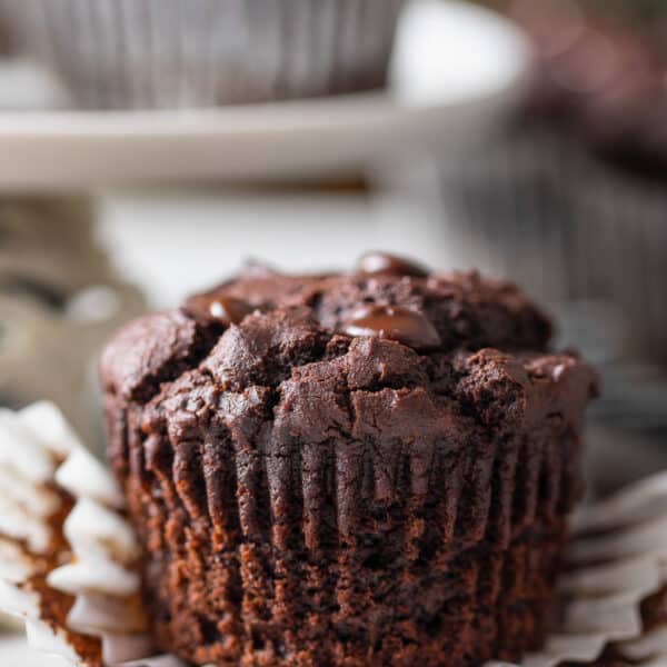 an unwrapped gluten free chocolate muffin