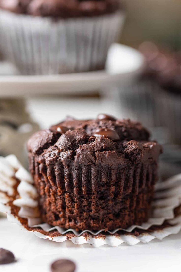 an unwrapped gluten free chocolate muffin