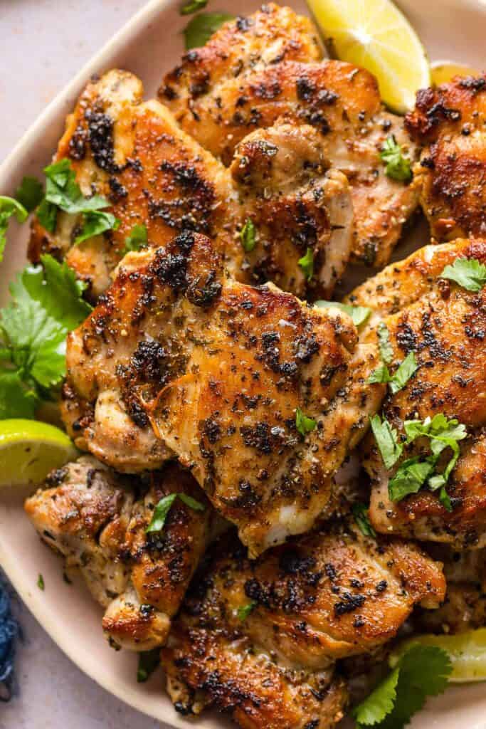 Cilantro Lime Marinated Chicken garnished with fresh chopped cilantro