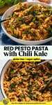 Red Pesto Pasta with Crispy Kale pinterest marketing image