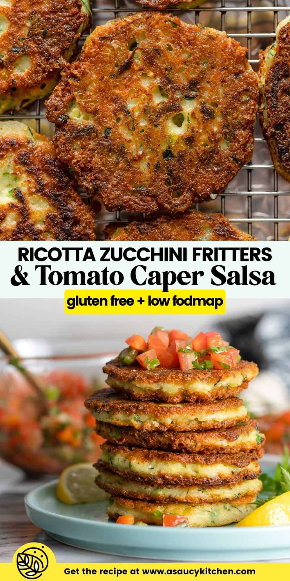 Ricotta Zucchini Fritters & Tomato Caper Salsa - A Saucy Kitchen