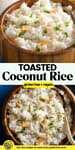 Toasted Coconut Rice pinterest marketing image
