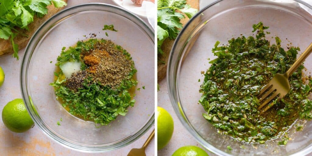 Cilantro Lime Chicken Marinade mixed in a bowl