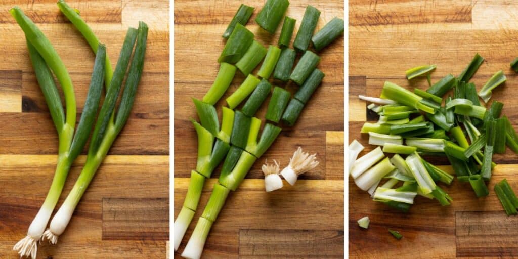 two spring onions cut into thin 1 inch long slices