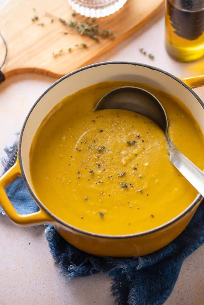 a big pot of Roasted Acorn Squash Soup 