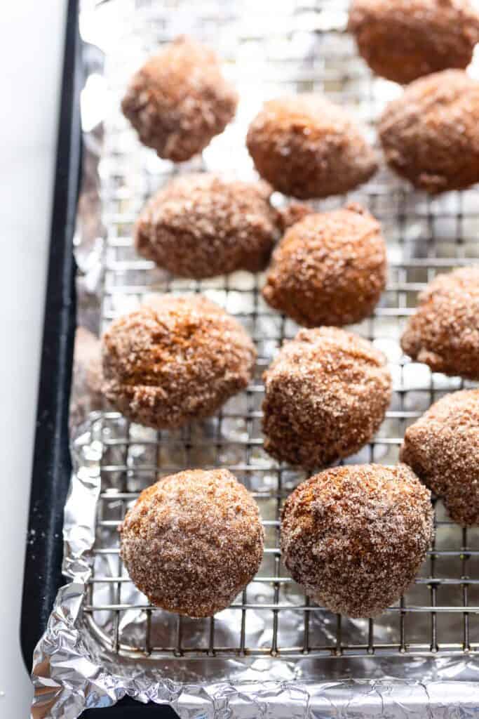 Gluten Free Pumpkin Fritters  cooling on a wire rack