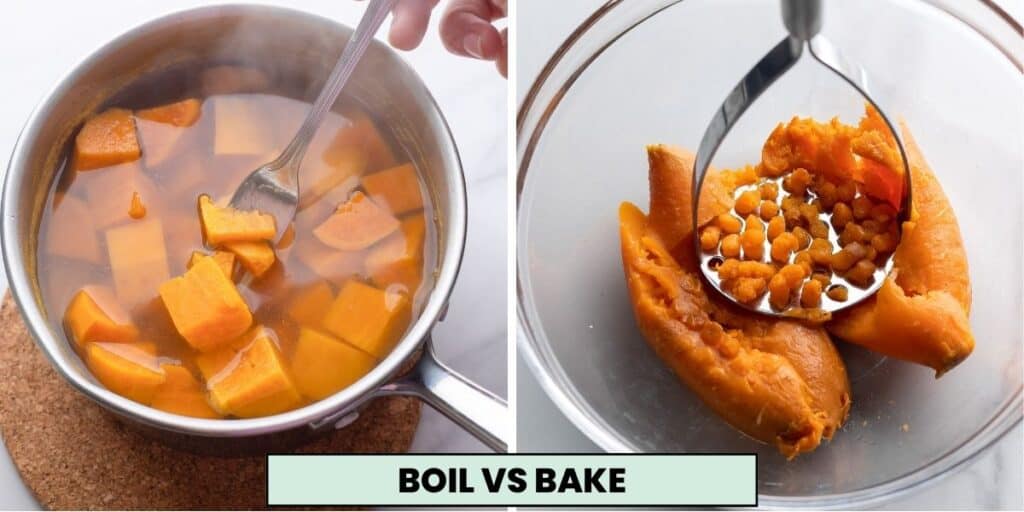 boiled sweet potatoes vs baked sweet potatoes 
