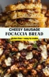 Cheesy Gluten Free Sausage Focaccia Bread pinterest marketing image