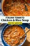 Italian Tomato Chicken & Rice Soup pinterest marketing image