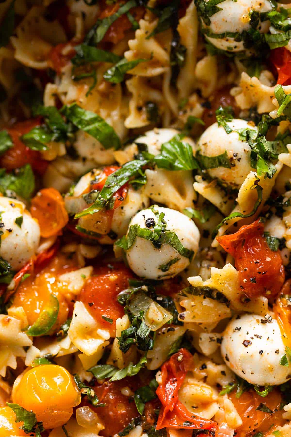 Burst Cherry Tomato Pasta with Herby Mozzarella - A Saucy Kitchen