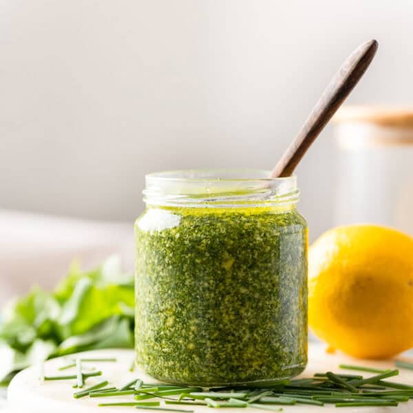 homemade low fodmap pesto in a jar