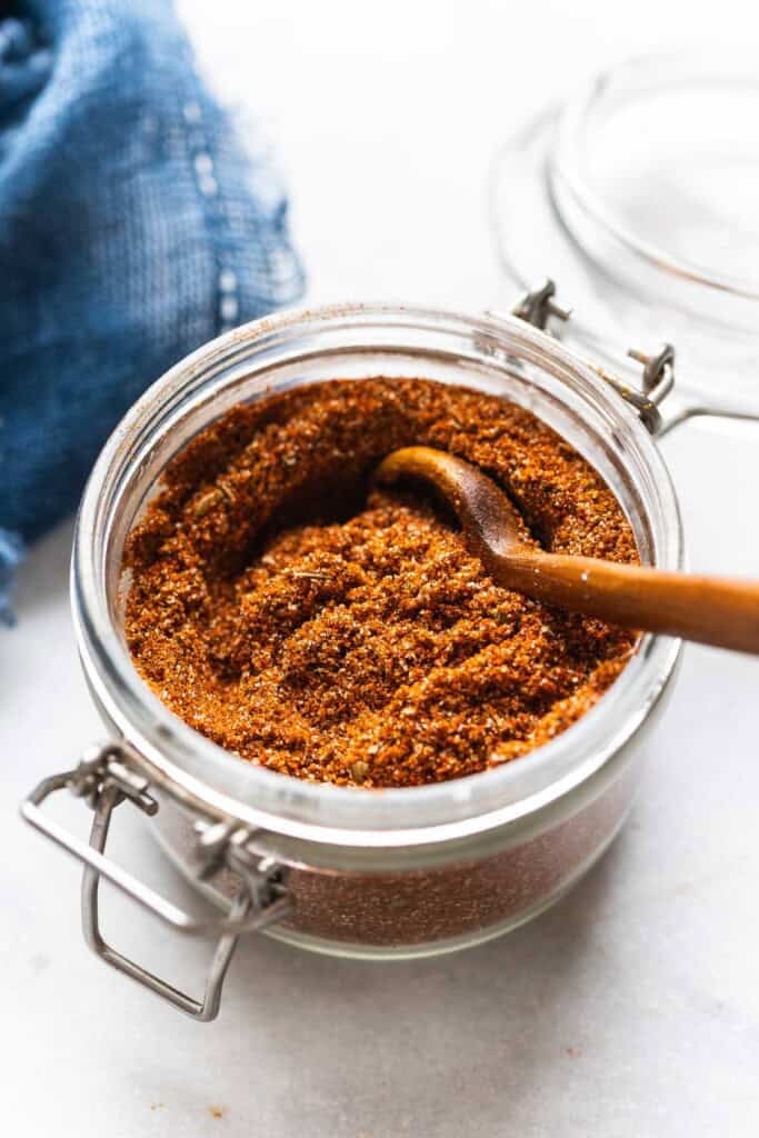 Homemade Taco Seasoning mixed in a storage jar.