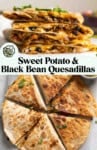 Sweet Potato & Black Bean Quesadillas pinterest marketing image