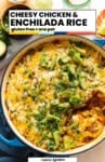 Cheesy Chicken & Enchilada Rice pinterest marketing image for A Saucy Kitchen: gluten free + one pot