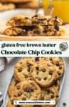 Gluten Free Brown Butter Chocolate Chip Cookies pinterest marketing graphic from A Saucy Kitchen
