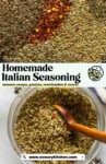 Homemade Italian Seasoning pinterest marketing image for www.asaucykitchen.com "season soups, pastas, marinades & more"