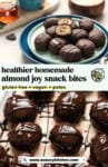 Pinterest marketing graphic for healthier homemade almond joy snack bites from www.asauckitkitchen.com "gluten free + vegan + paleo"