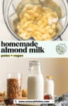 Pinterest marketing image for homemade almond milk: paleo + vegan from www.asaucykitchen.com