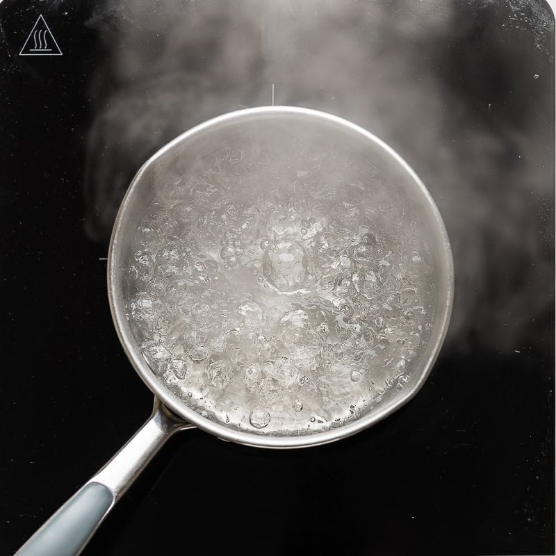 A pot of boiling water