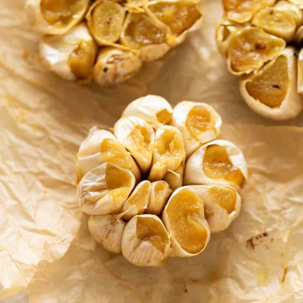 A full head of roasted garlic