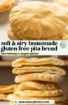 Pinterest marketing image from www.asaucykitchen.com: "soft & airy homemade gluten free pita bread: low fodmap + vegan option"