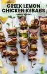 Greek Lemon Chicken Kebabs pinterest marketing image from A Saucy Kitchen