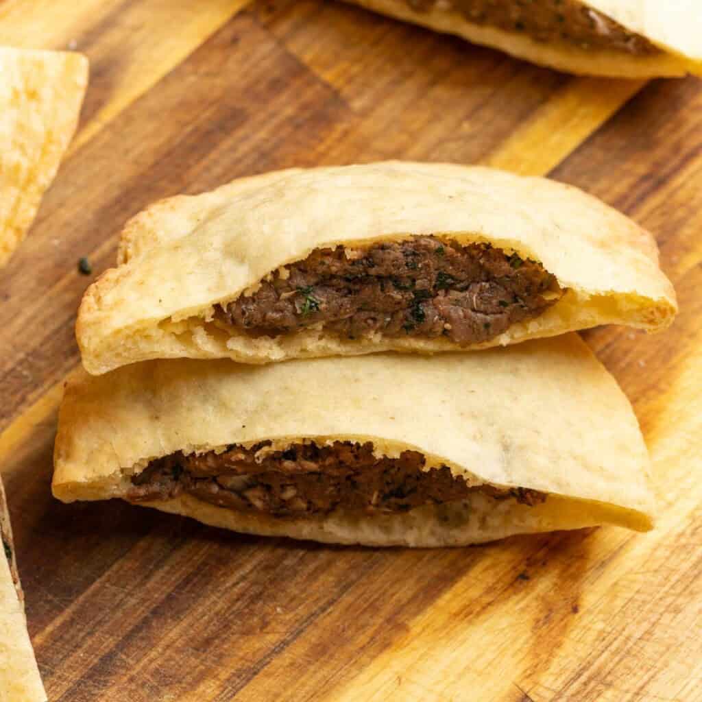 Gluten free pitas stuffed with a spiced mixxd mixture