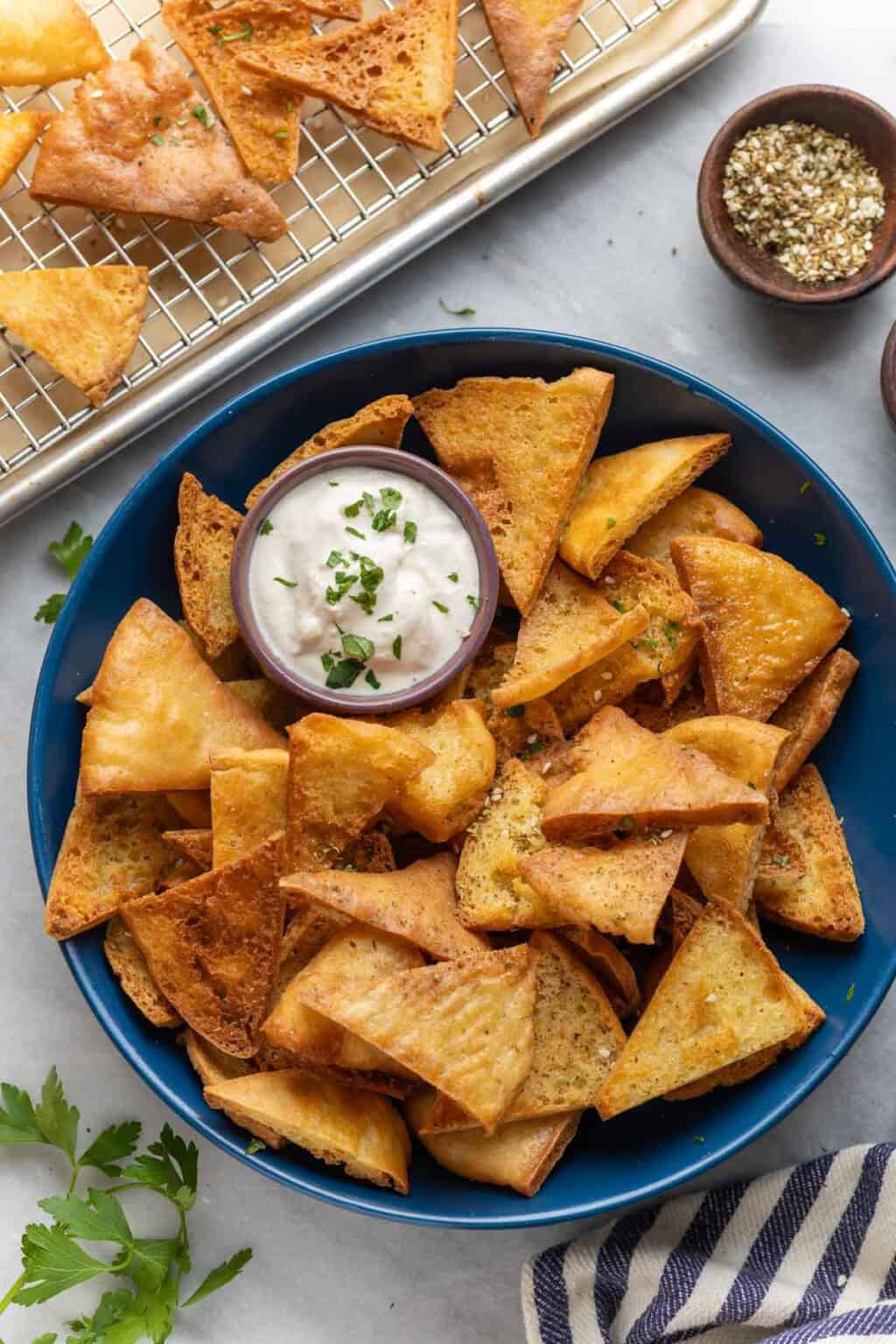 Gluten Free Pita Chips (Bake or Fry) - A Saucy Kitchen