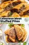 Pinterest marketing image for Lebanese Meat Stuffed Pitas: gluten free recipe! from www.asaucykitchen.com