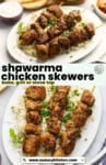 Pinterest marketing image for Shawarma Chicken skewers: bake, grill or stove top; www.asaucykitchen.com