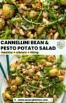 Cannellini Bean & Pesto Potato Salad pinterest marketing image from www.asaucykitchen.com