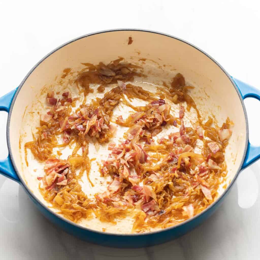 caramelized onions with bacon bits mixed in