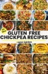 Gluten Free Chickpea Recipes pinterest marketing image: collage of 18 different recipes